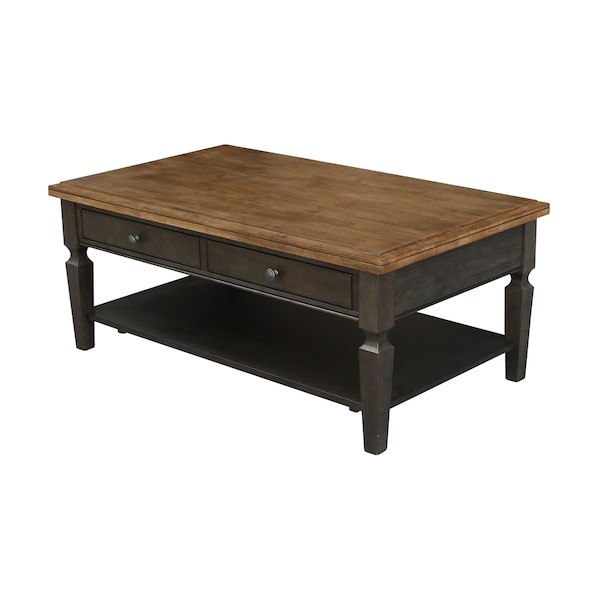 International Concepts Rectangle Vista Coffee Table, 48 in W, 28 in L, 20 in H, Wood, Hickory/Washed Coal OT45-15C - main